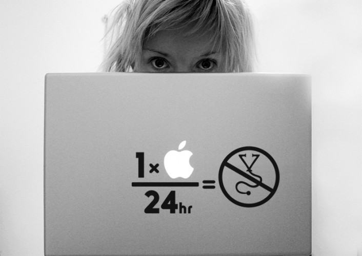 "One apple per day" sticker for MacBook